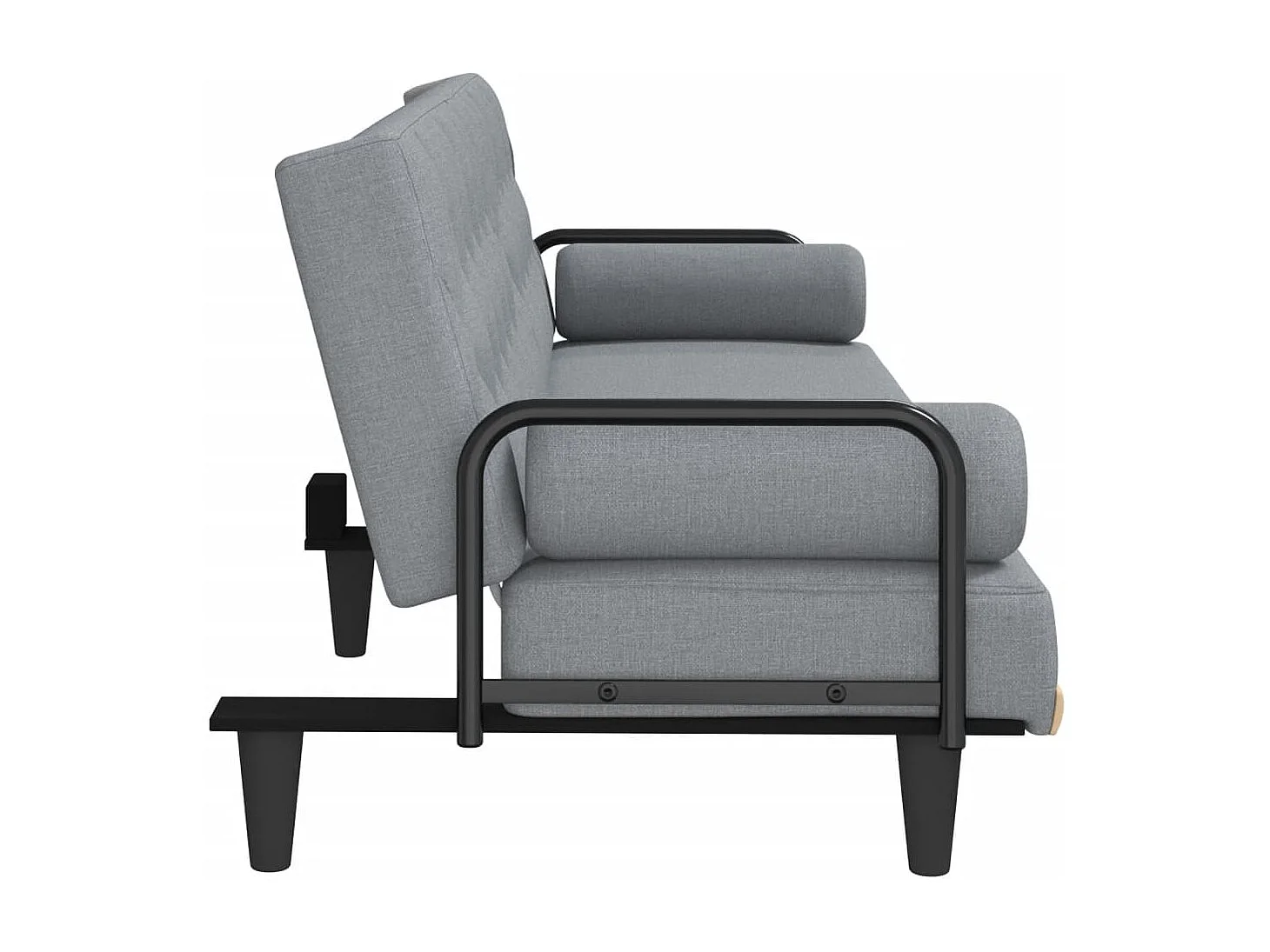 Canapé-lit avec accoudoirs gris clair tissu