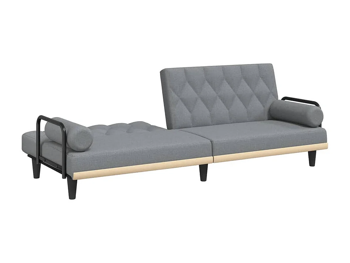 Canapé-lit avec accoudoirs gris clair tissu