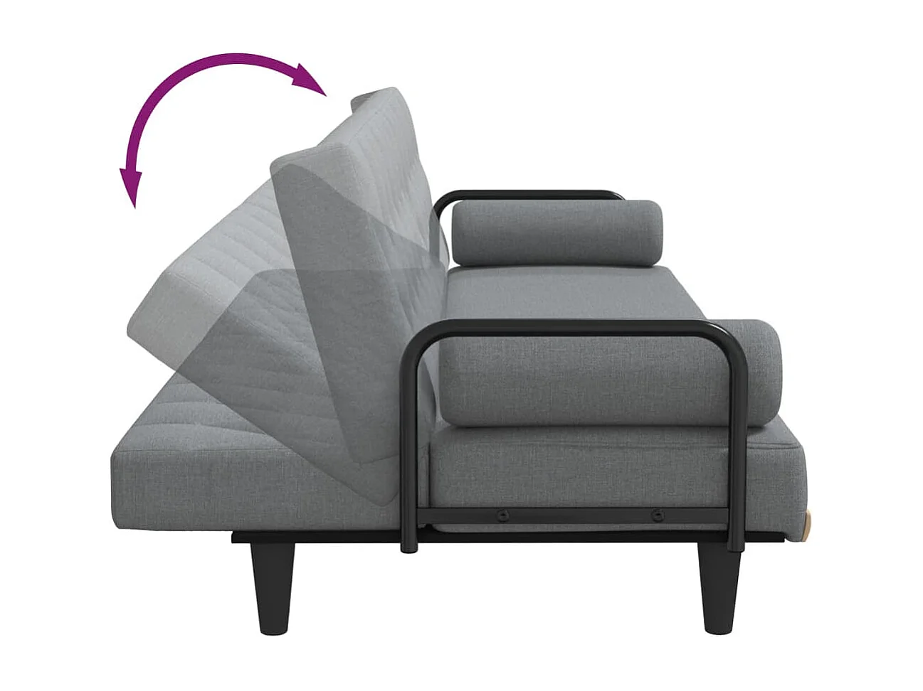 Canapé-lit avec accoudoirs gris clair tissu