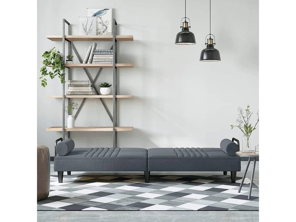 Canapé-lit avec accoudoirs gris foncé velours