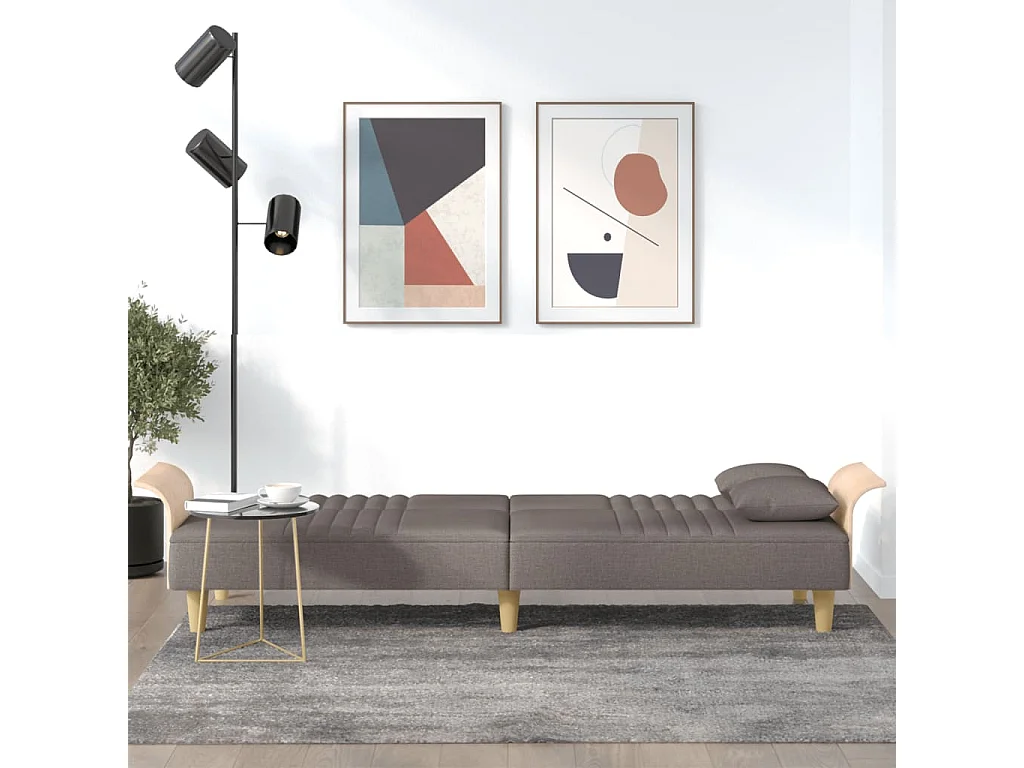 Canapé-lit avec accoudoirs taupe tissu