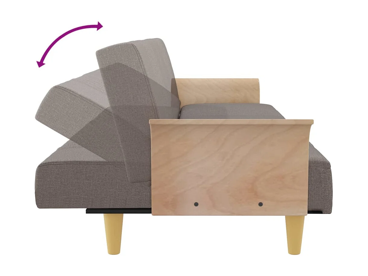 Canapé-lit avec accoudoirs taupe tissu