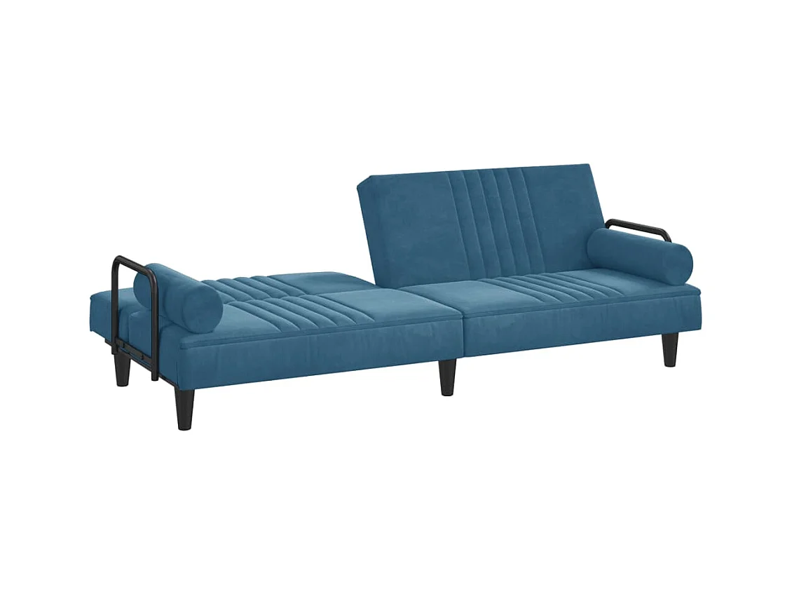 Slaapbank met armleuningen fluweel blauw