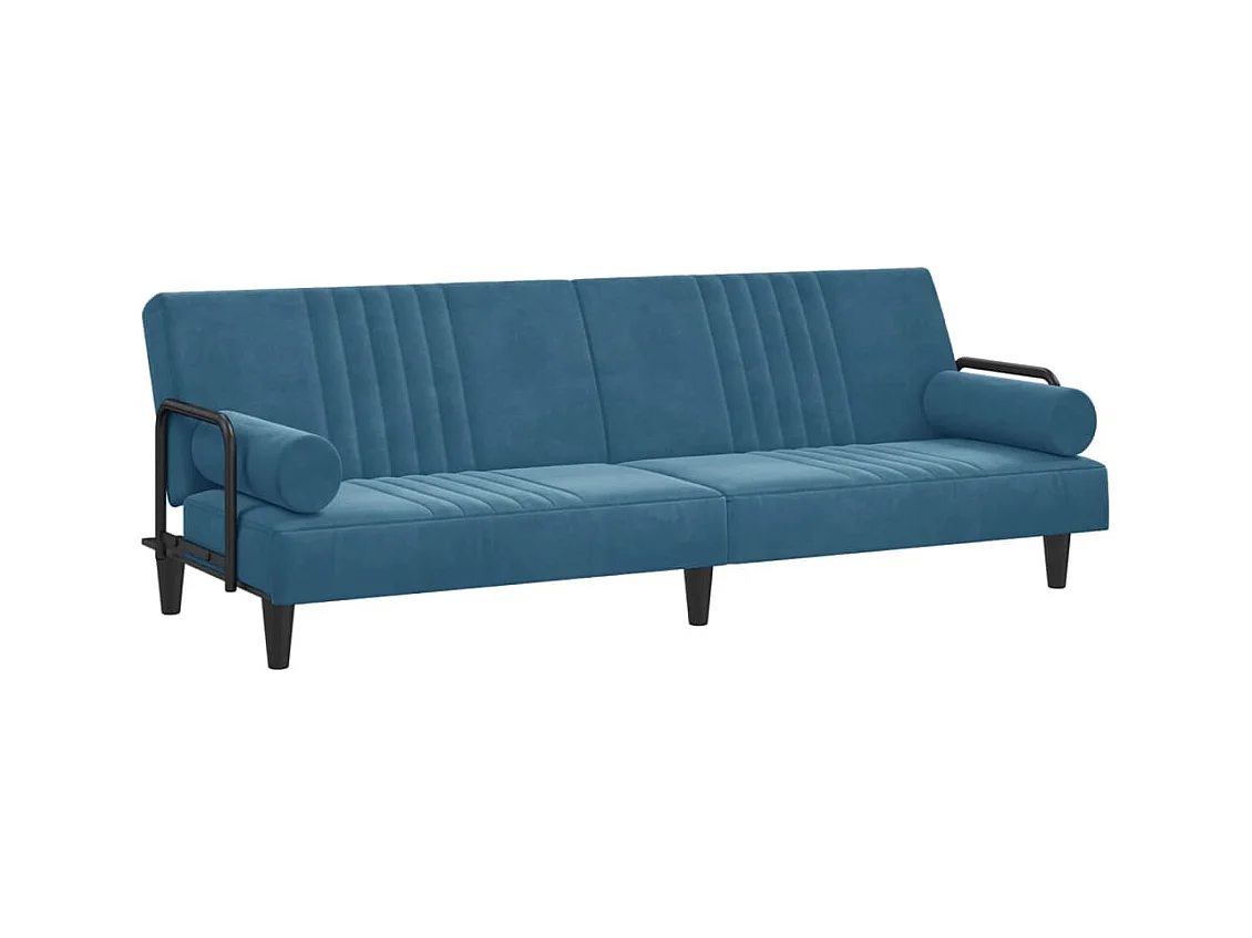 Slaapbank met armleuningen fluweel blauw