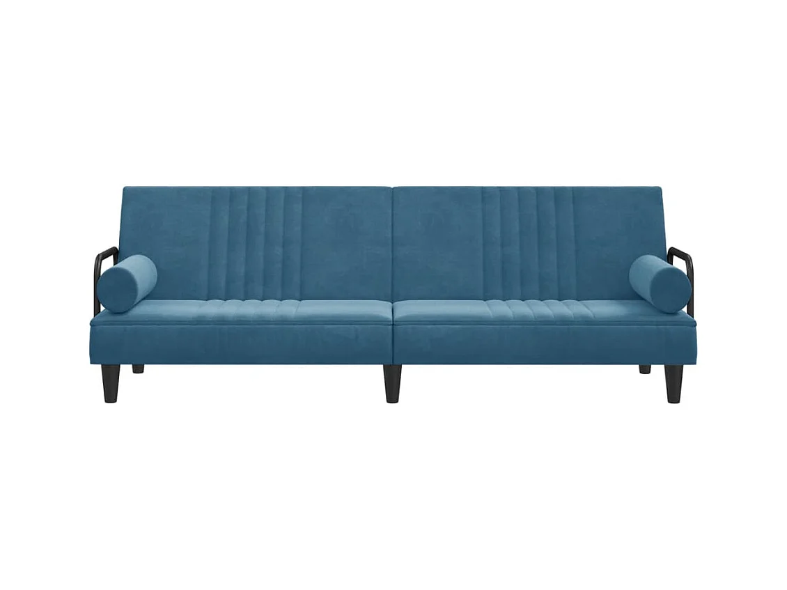 Slaapbank met armleuningen fluweel blauw