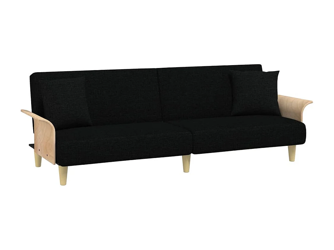 Slaapbank met armleuningen stof zwart