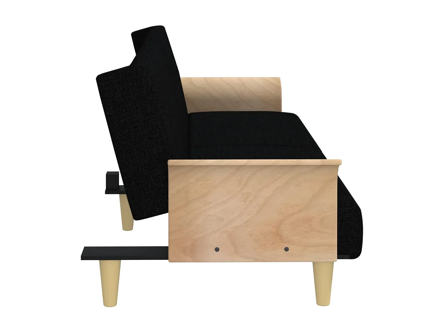Slaapbank met armleuningen stof zwart