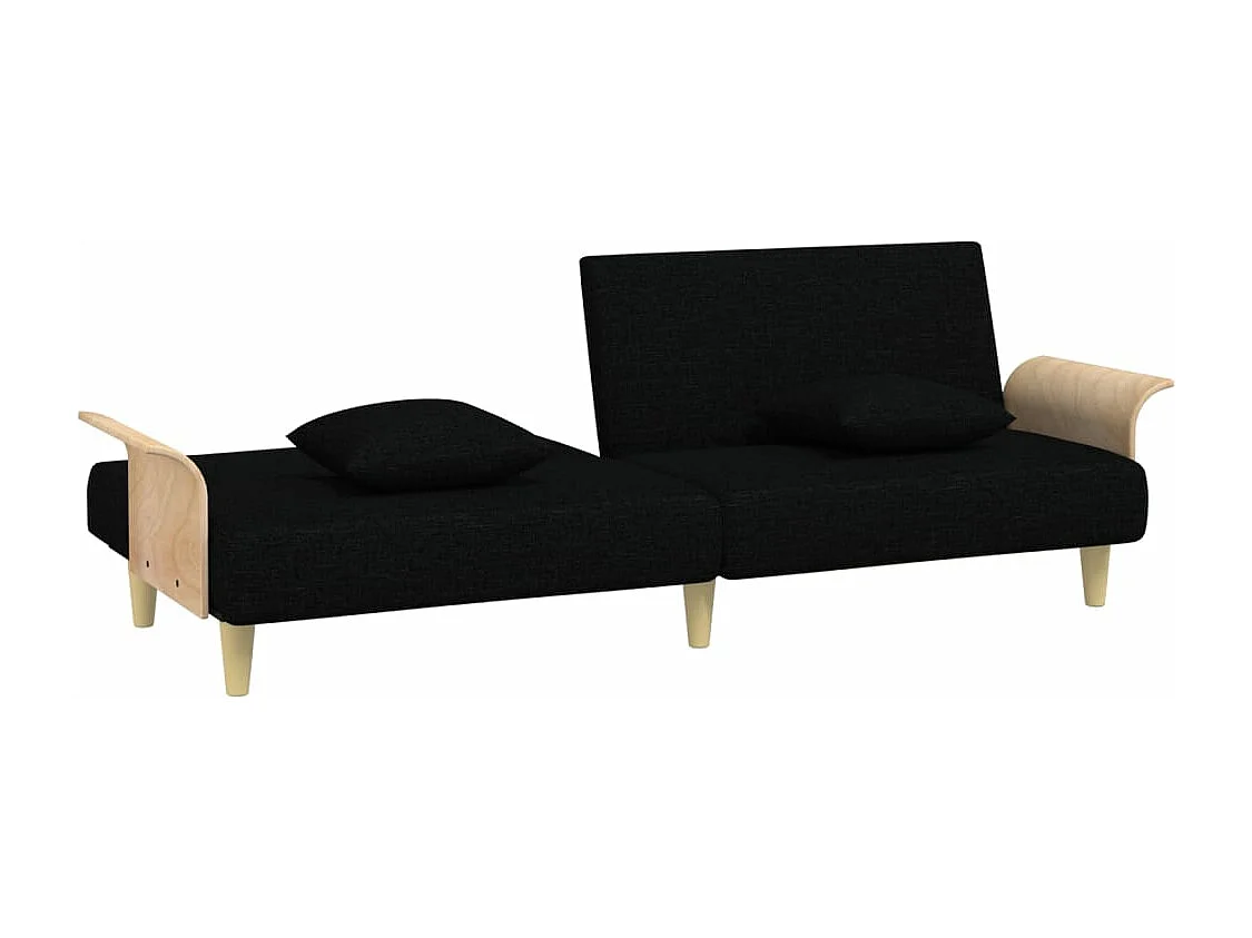 Slaapbank met armleuningen stof zwart