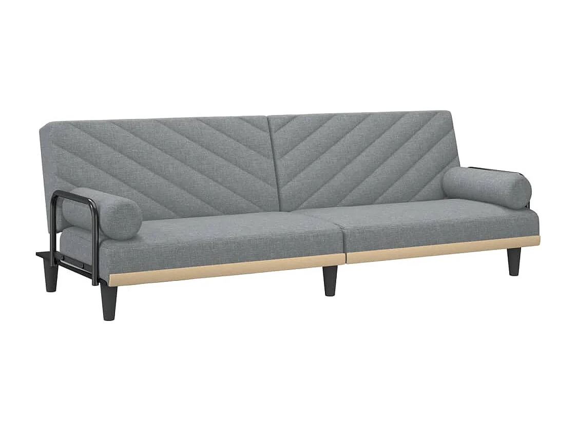Canapé-lit avec accoudoirs gris clair tissu
