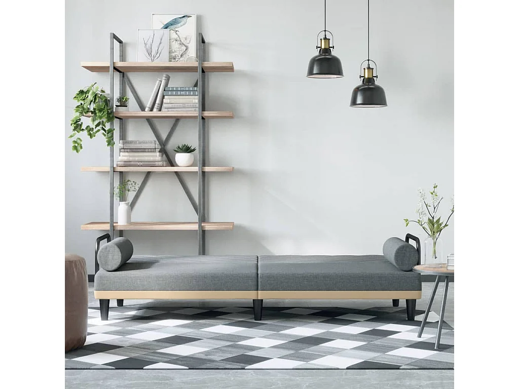 Canapé-lit avec accoudoirs gris clair tissu