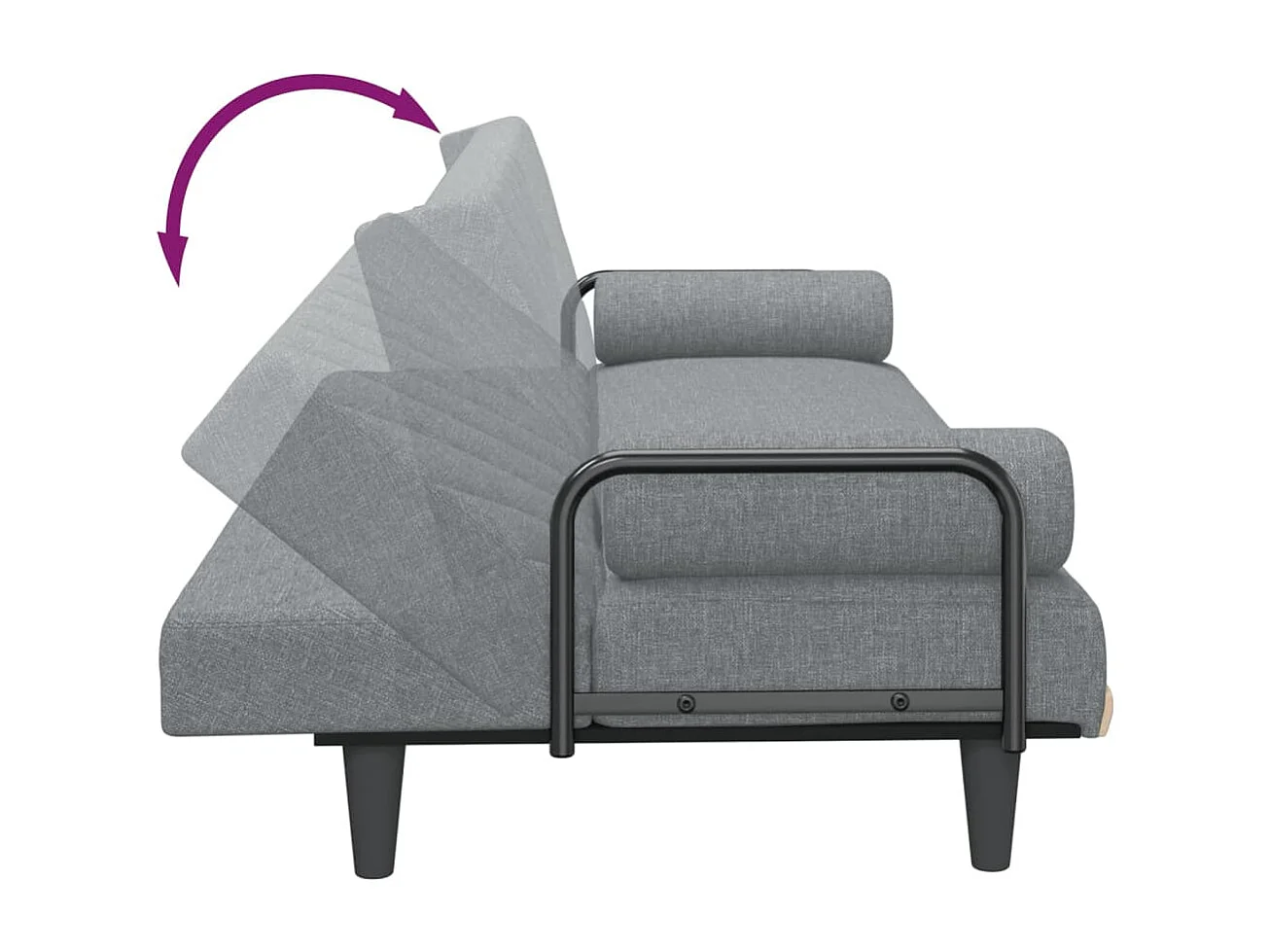 Canapé-lit avec accoudoirs gris clair tissu