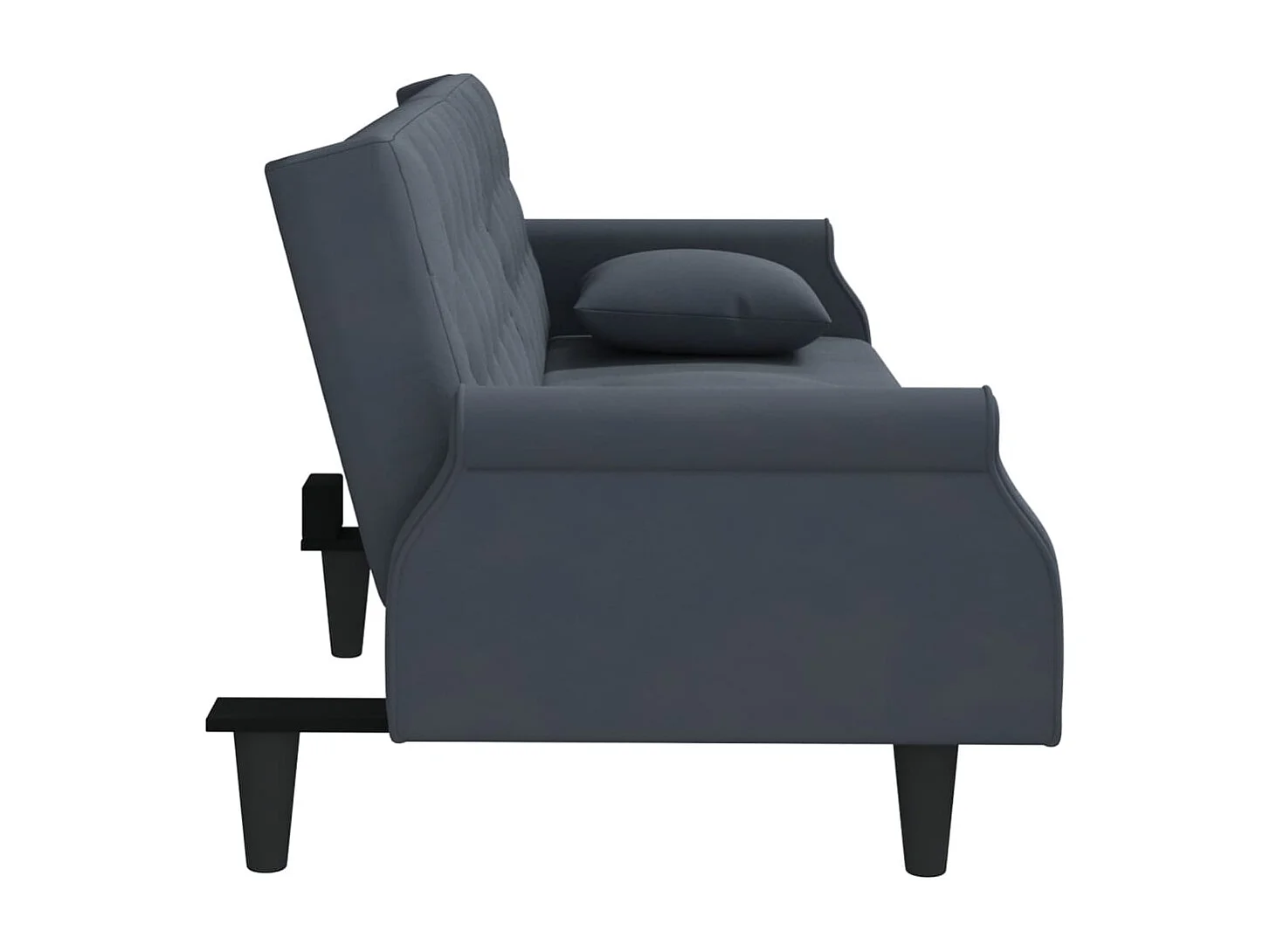 Canapé-lit avec accoudoirs gris foncé velours