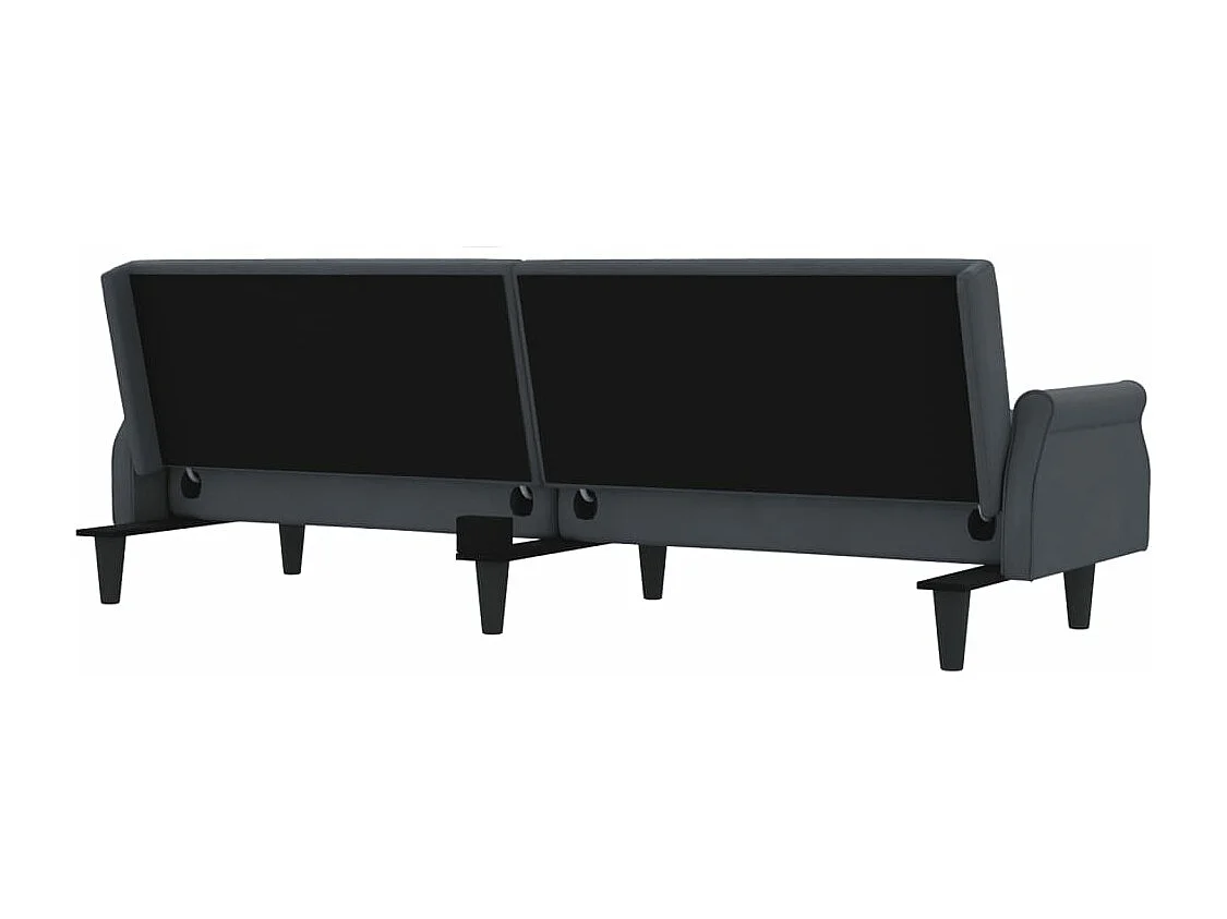 Canapé-lit avec accoudoirs gris foncé velours