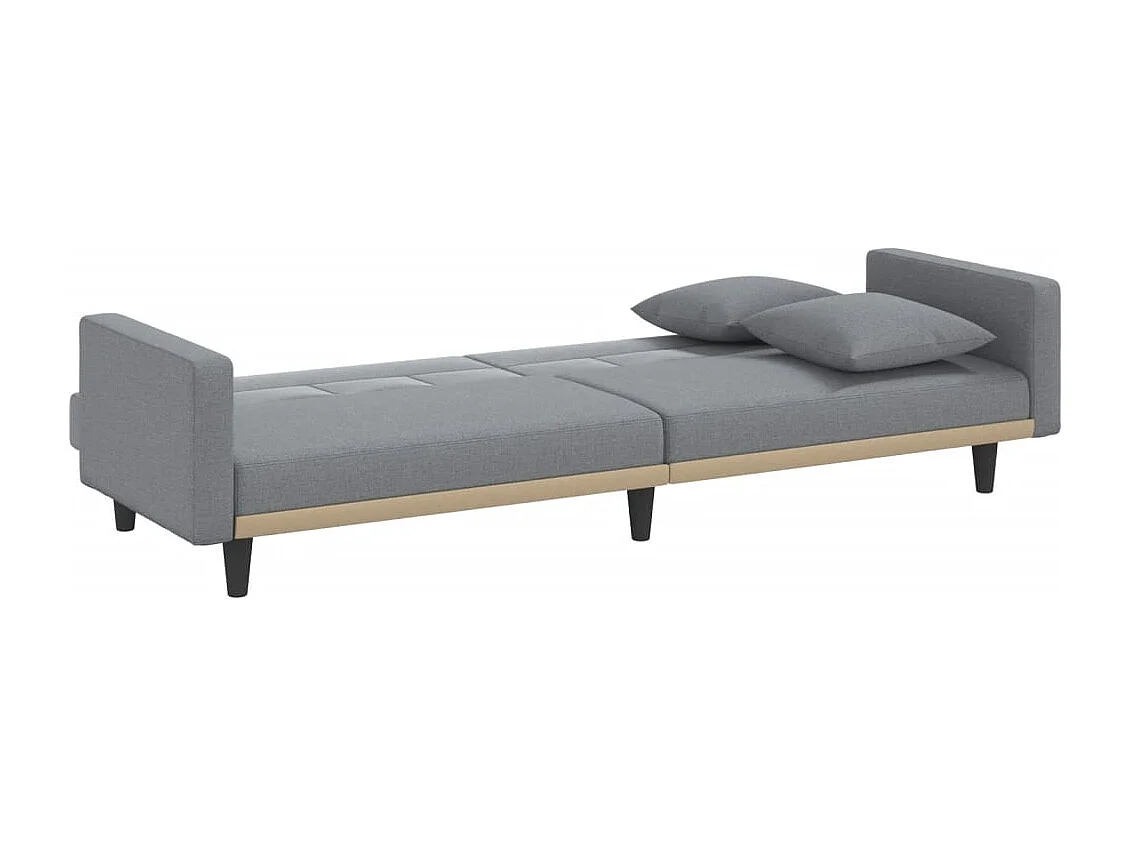 Canapé-lit avec coussins gris clair tissu