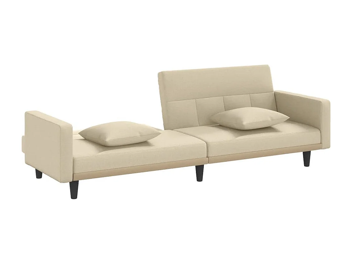 Sofá cama con cojines tela color crema