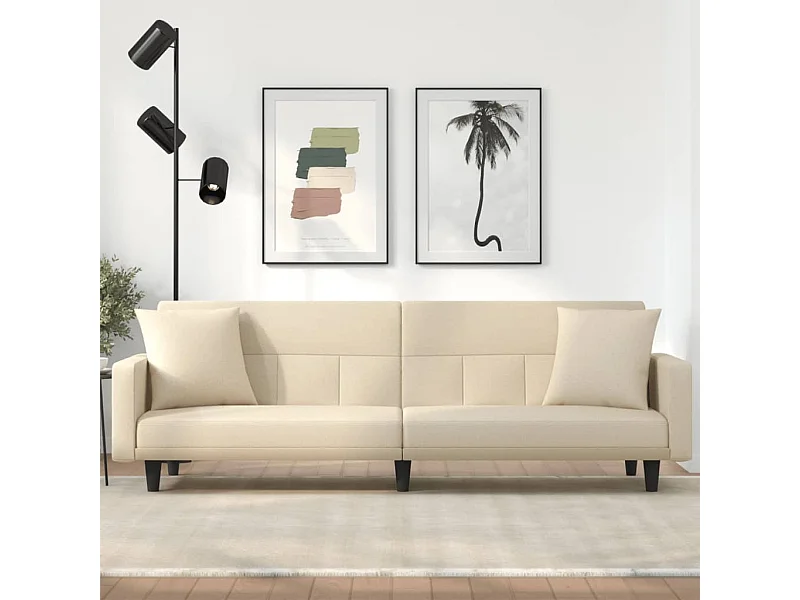 Sofá cama con cojines tela color crema