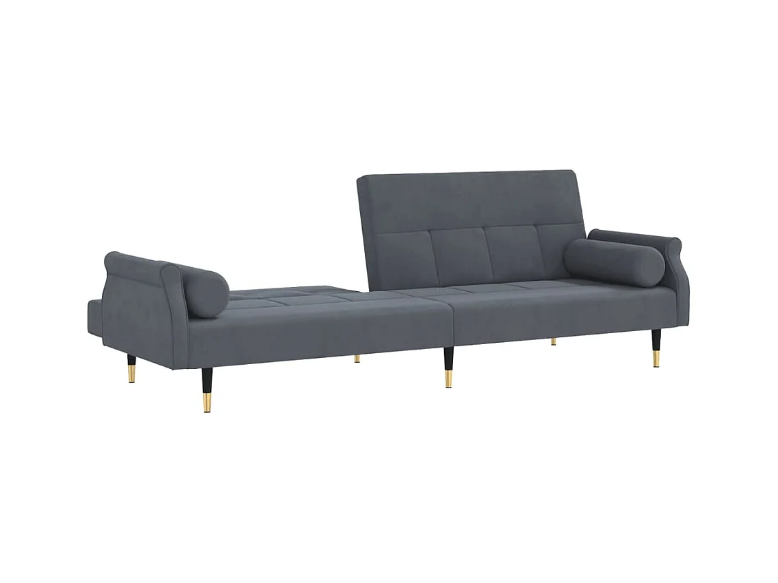 Canapé-lit avec coussins gris foncé velours
