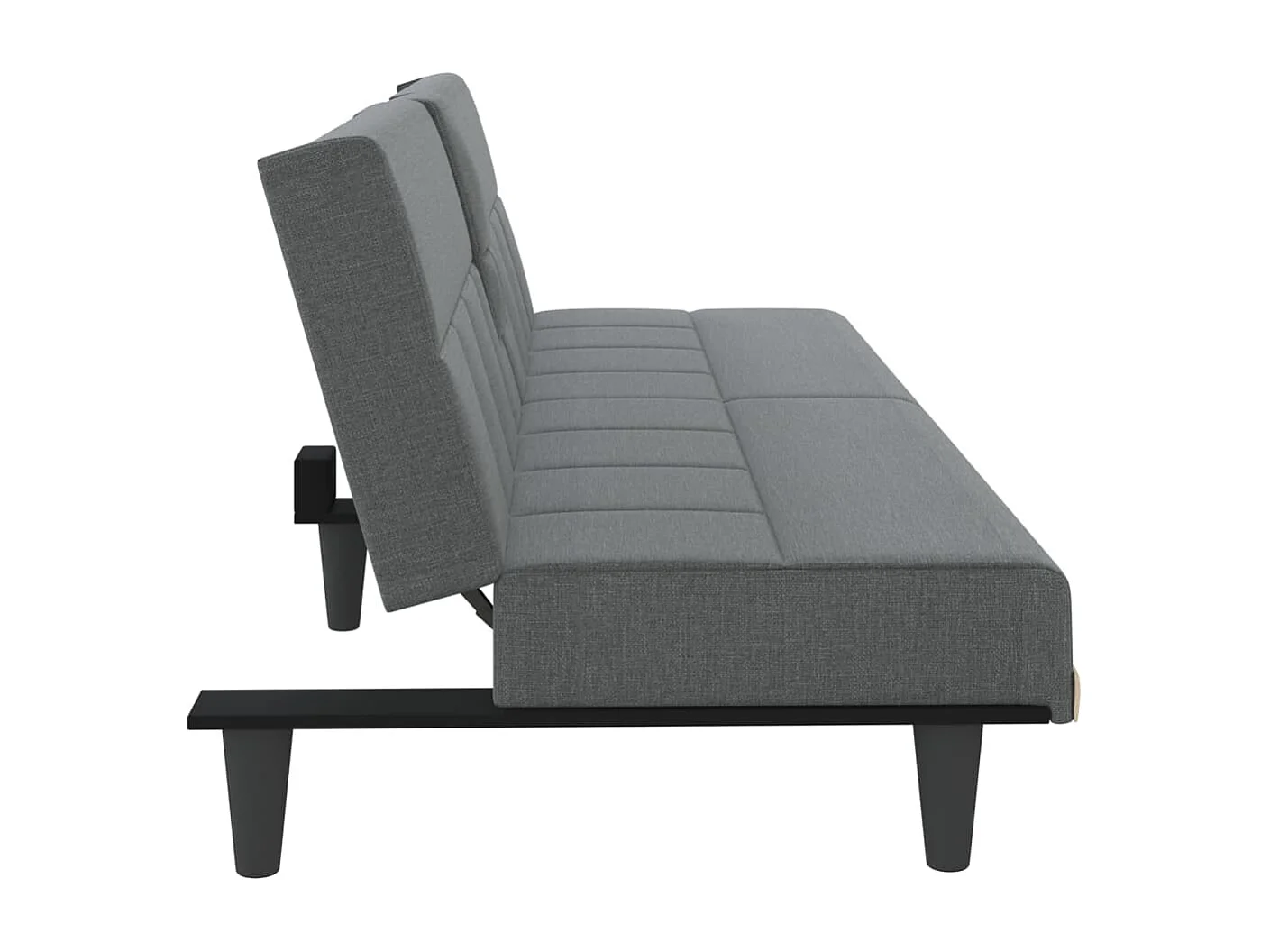 Canapé-lit avec porte-gobelets gris foncé tissu