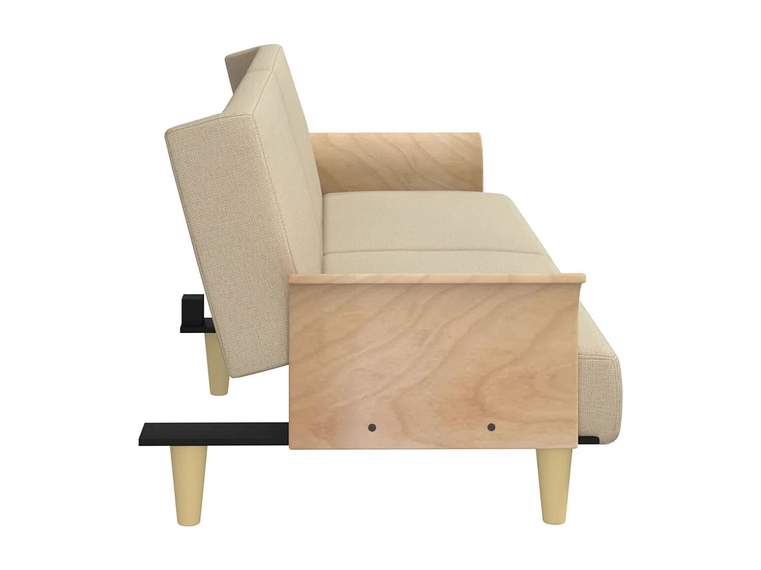 Sofá-cama com apoio de braços tecido cor creme