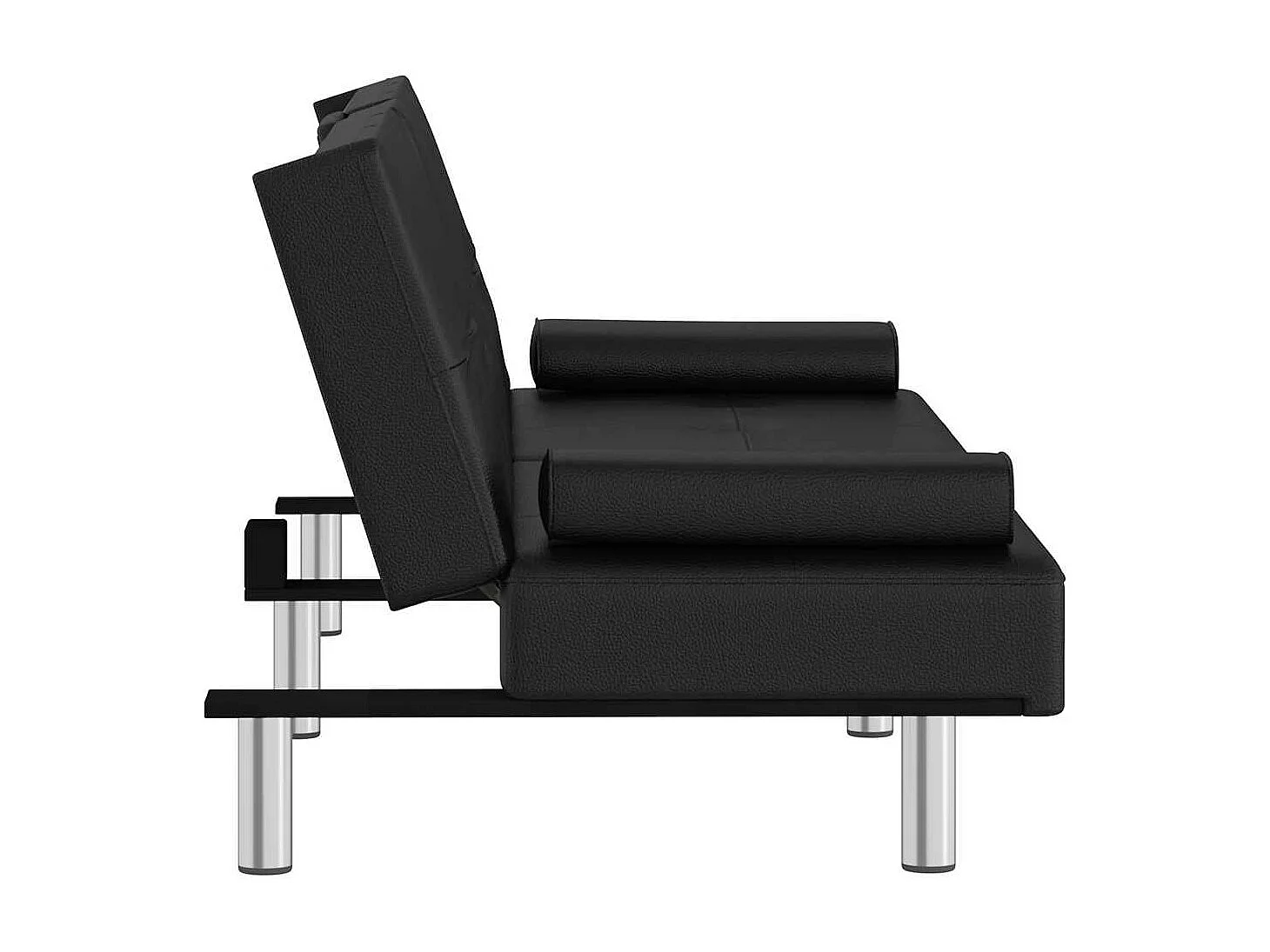 Slaapbank met bekerhouders kunstleer zwart