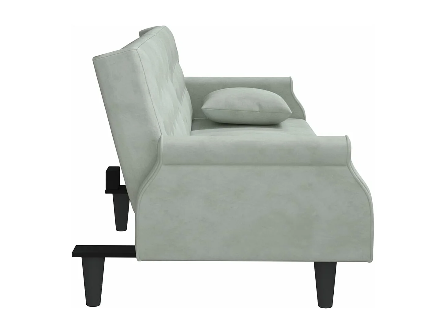 Slaapbank met armleuningen fluweel lichtgrijs