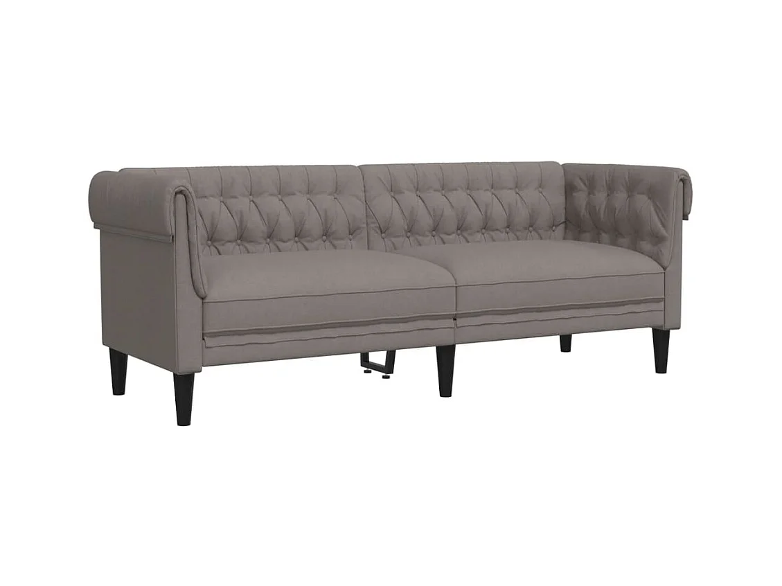 Canapé Chesterfield 3 places taupe tissu