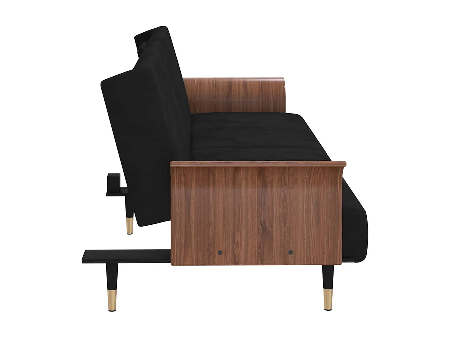 Sofá cama con portavasos terciopelo negro