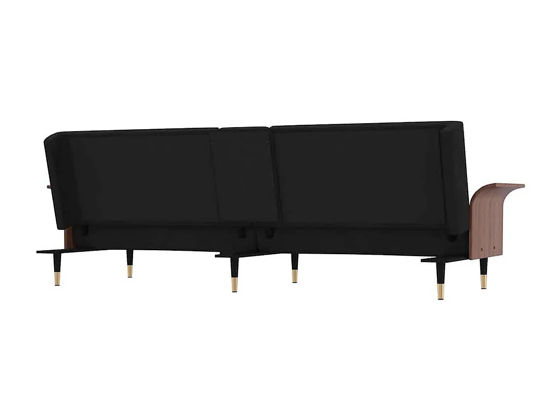Sofá cama con portavasos terciopelo negro