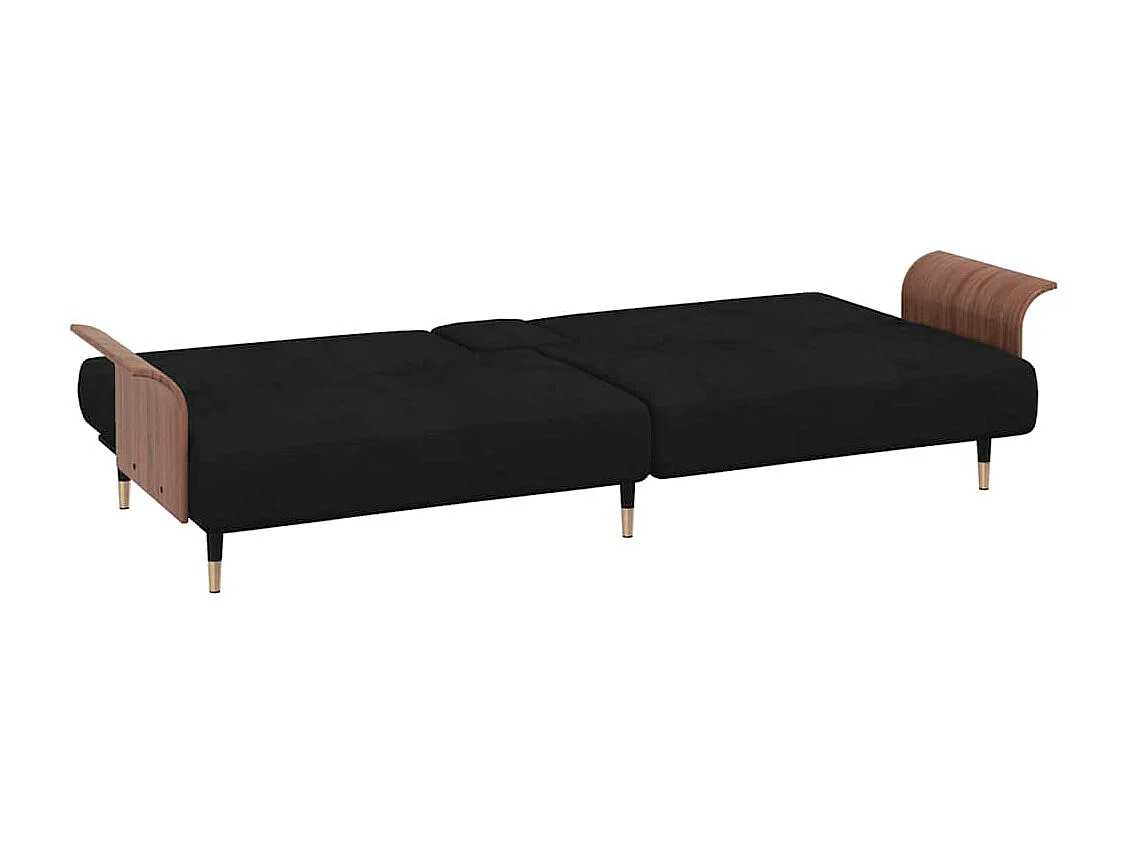 Sofá cama con portavasos terciopelo negro