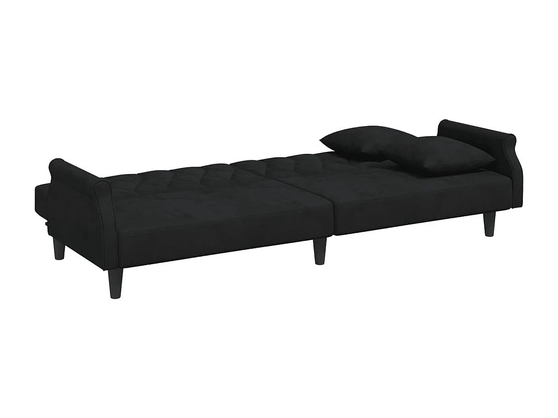 Canapé-lit avec accoudoirs noir velours