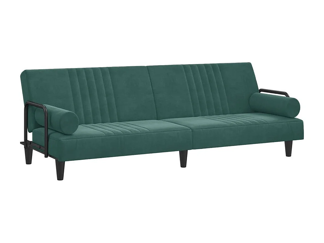 Sofá cama con reposabrazos terciopelo verde oscuro