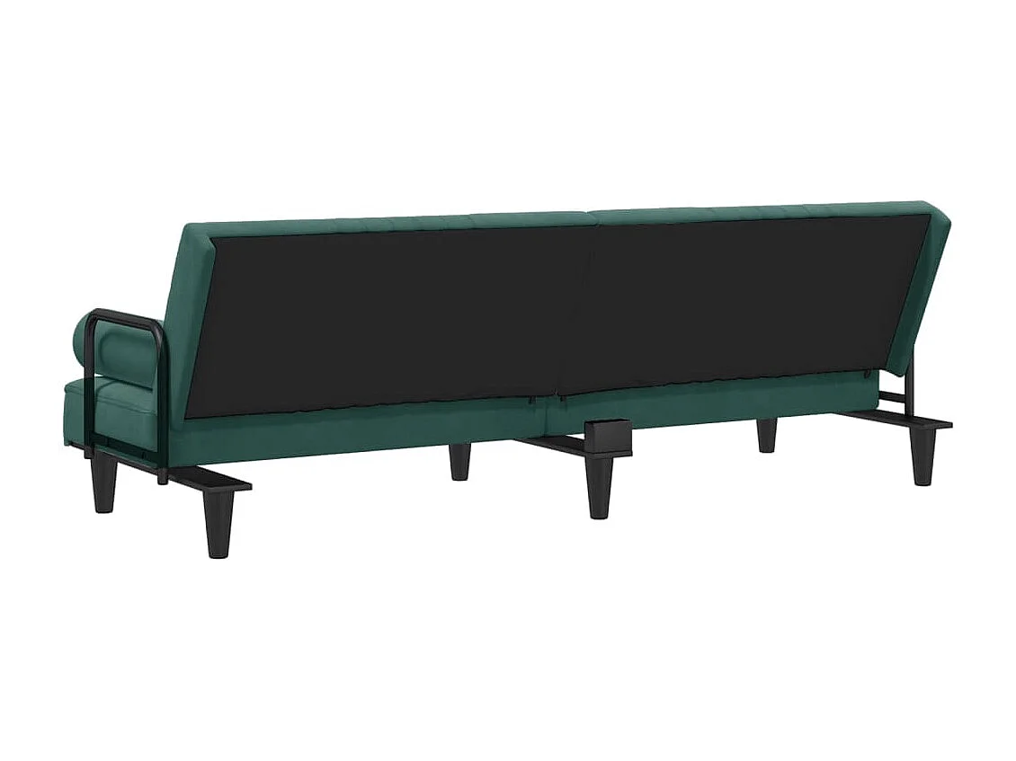 Sofá cama con reposabrazos terciopelo verde oscuro