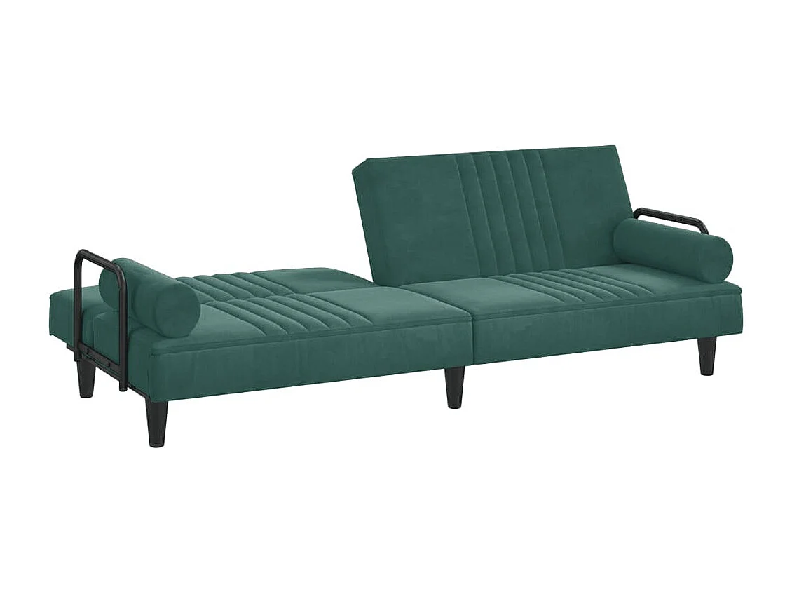 Sofá cama con reposabrazos terciopelo verde oscuro