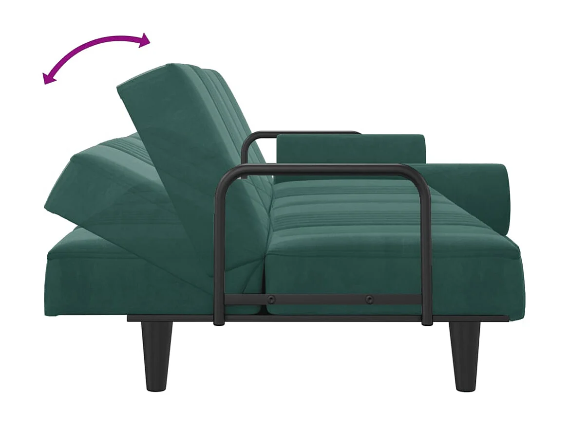 Sofá cama con reposabrazos terciopelo verde oscuro