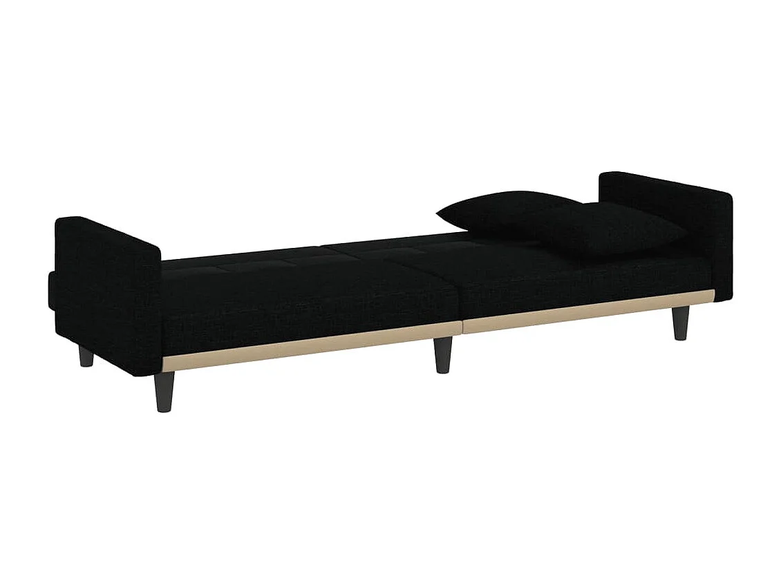 Canapé-lit avec coussins noir tissu