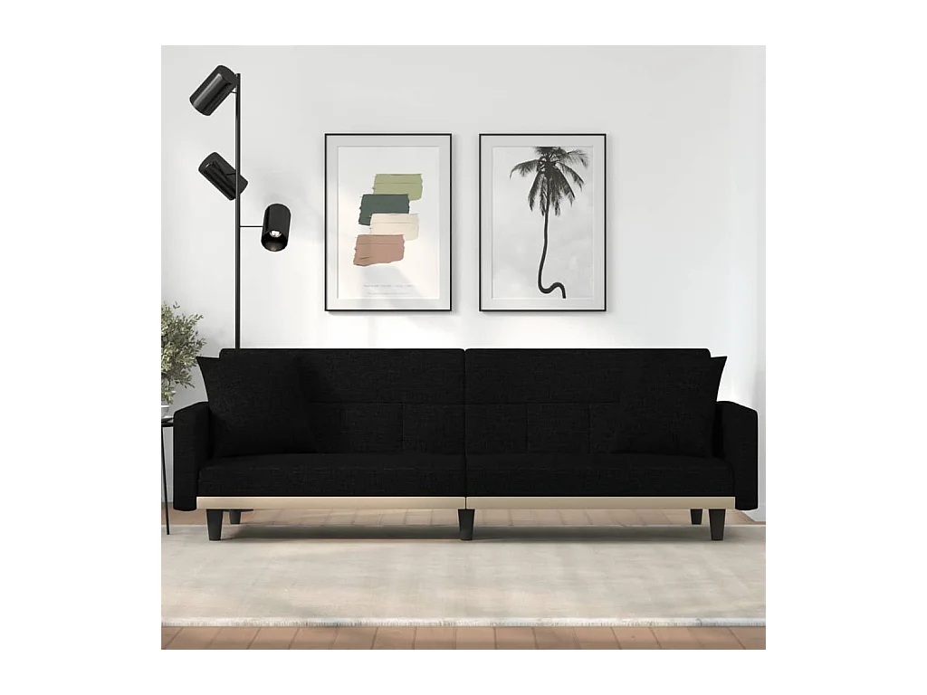 Sofá cama con cojines tela negro