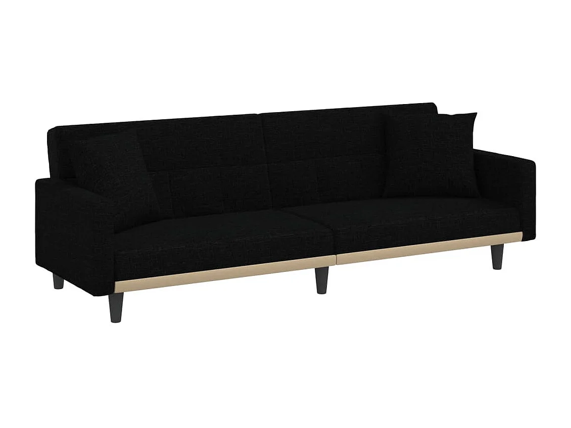 Canapé-lit avec coussins noir tissu