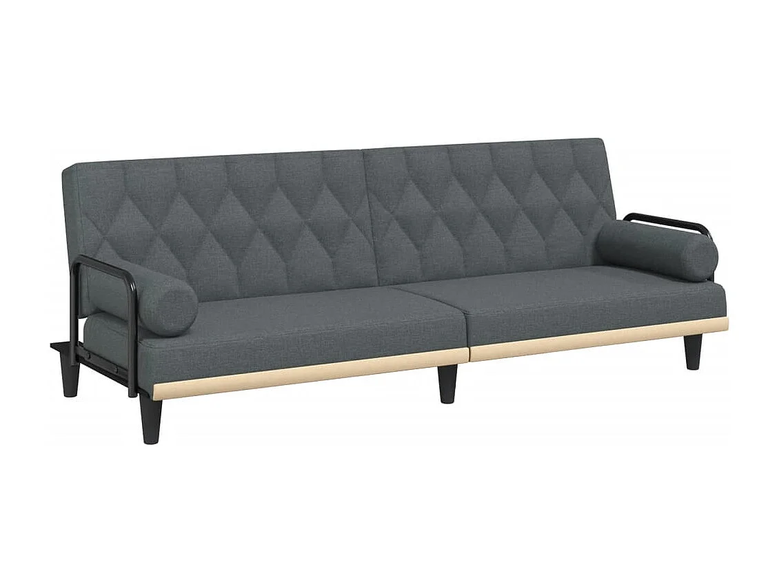 Canapé-lit avec accoudoirs gris foncé tissu