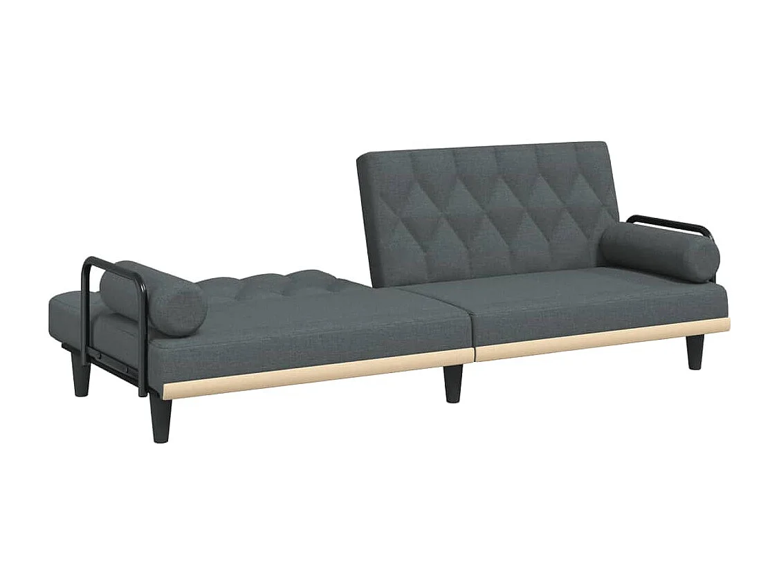 Canapé-lit avec accoudoirs gris foncé tissu