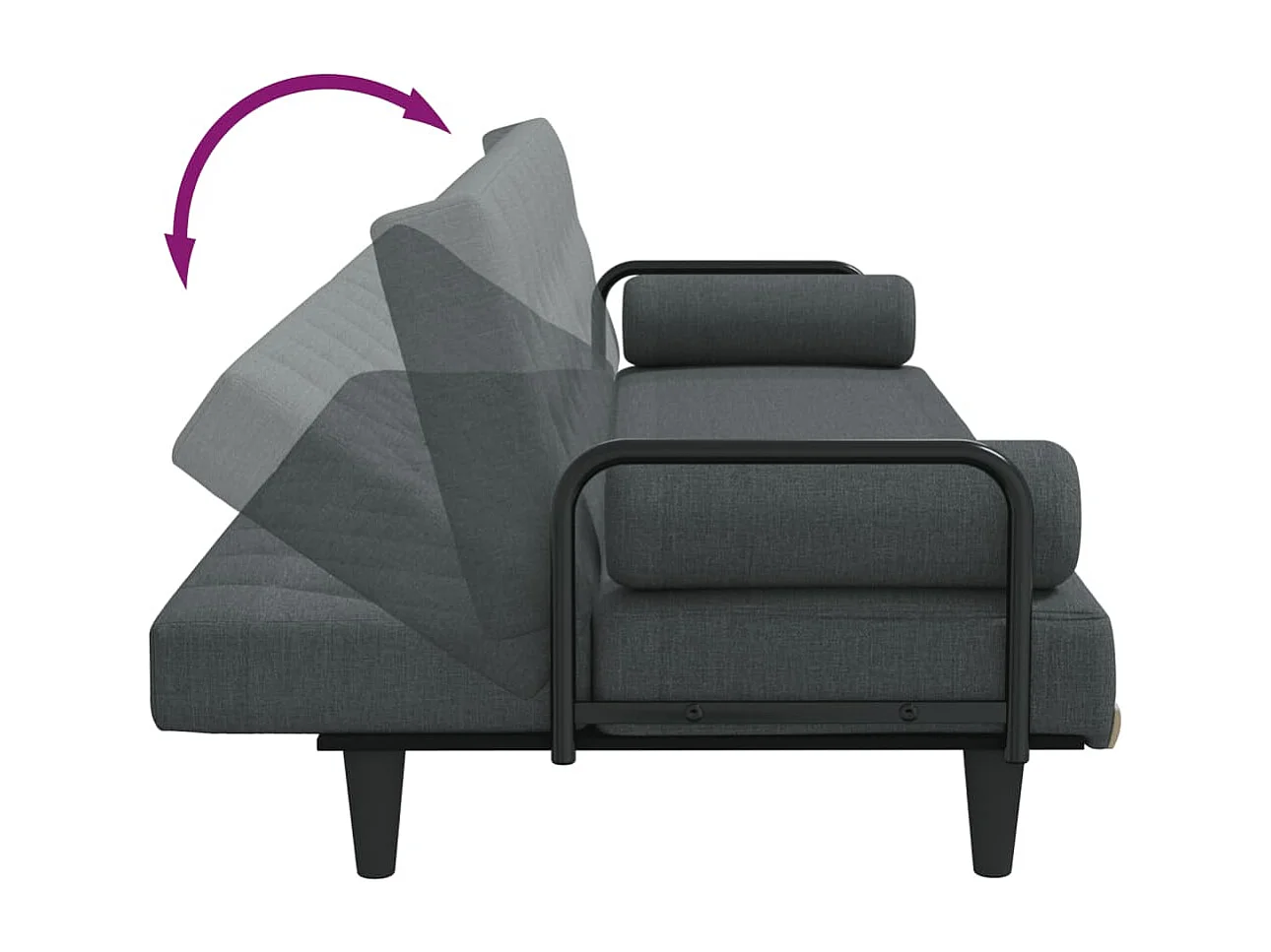 Canapé-lit avec accoudoirs gris foncé tissu