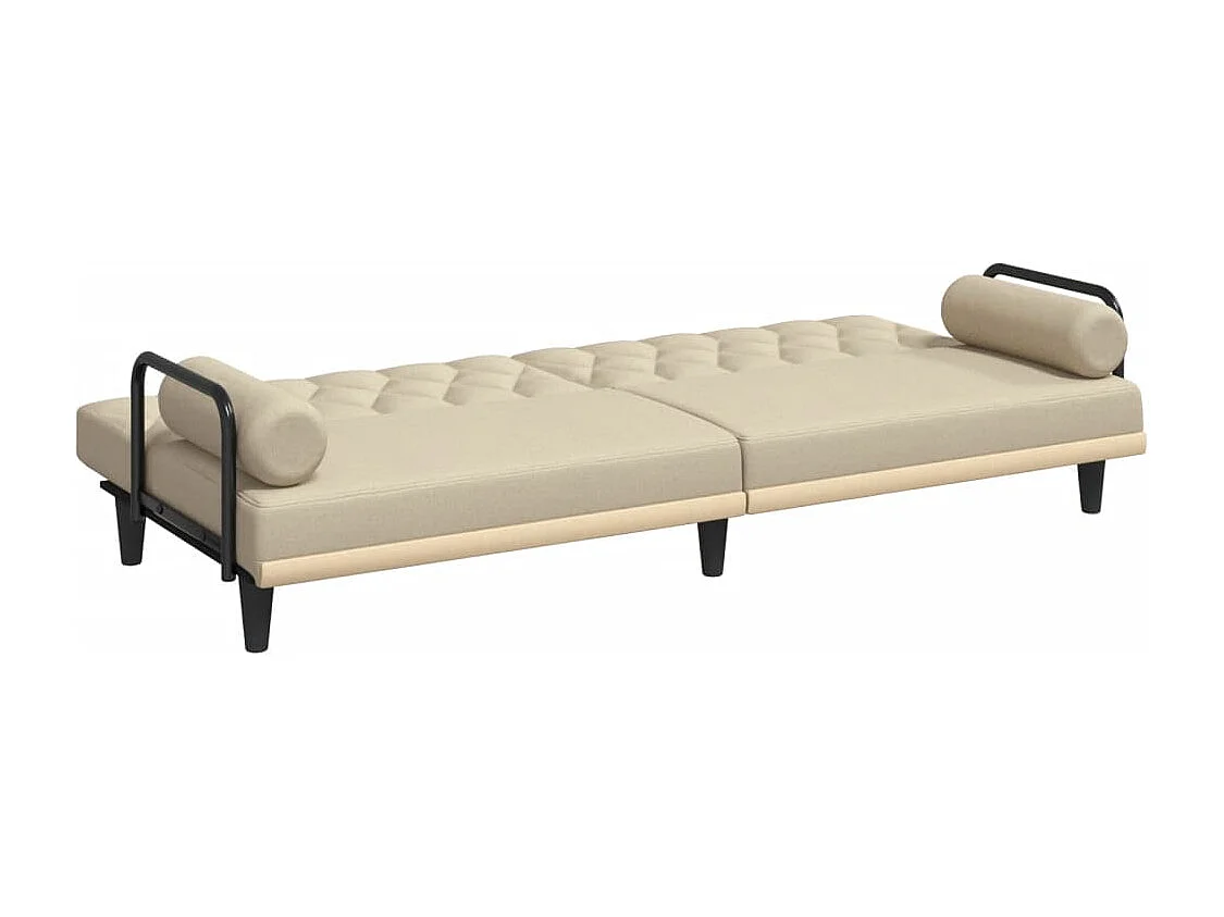 Sofá-cama com apoio de braços tecido cor creme