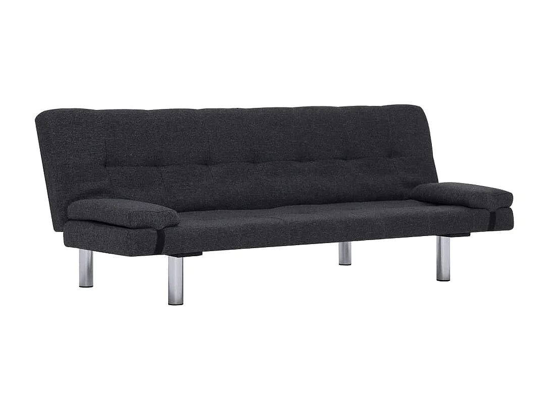 Canapé-lit avec deux oreillers Gris foncé Polyester