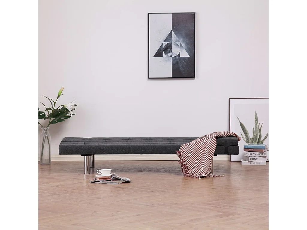 Canapé-lit avec deux oreillers Gris foncé Polyester