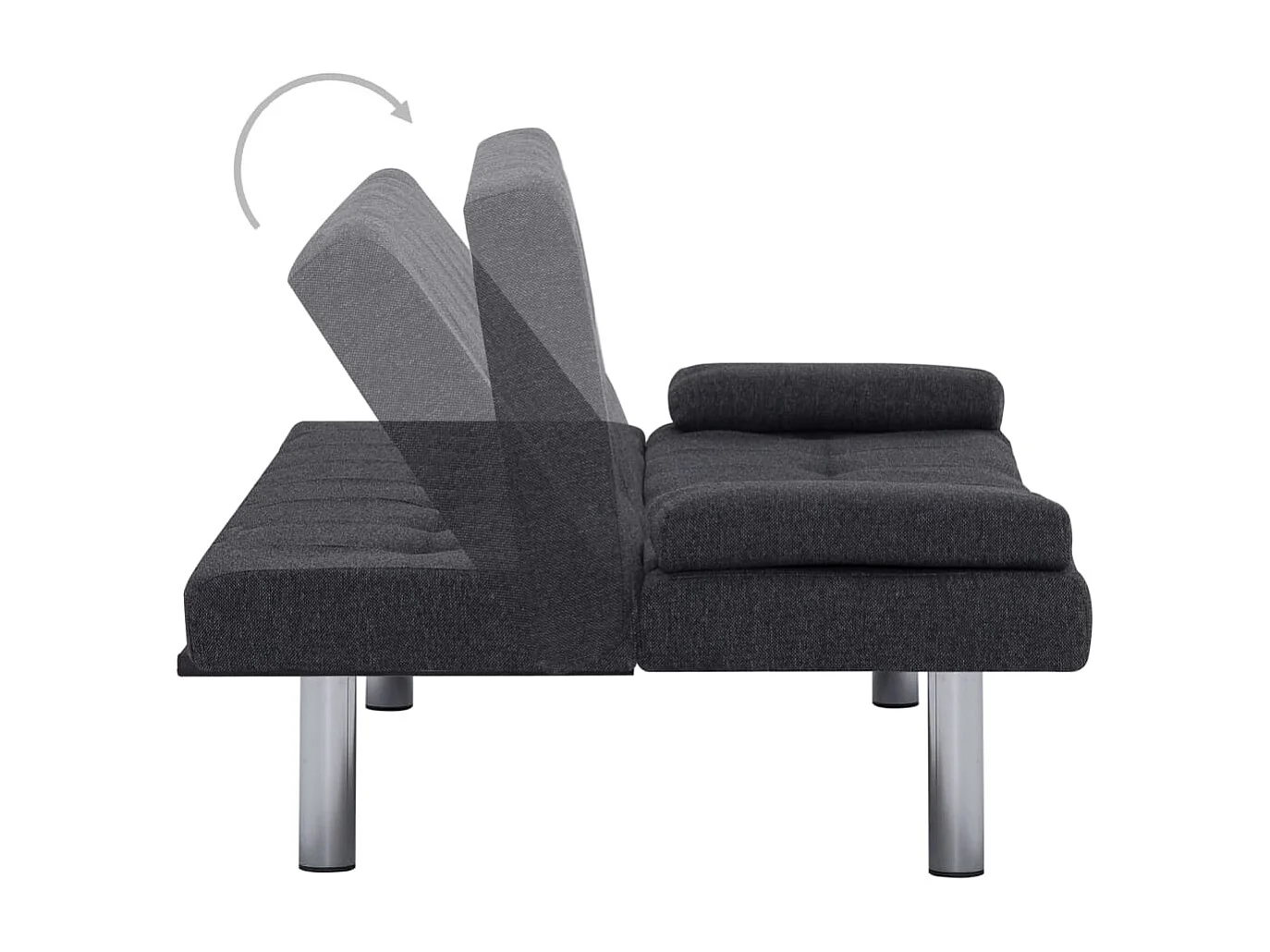 Canapé-lit avec deux oreillers Gris foncé Polyester