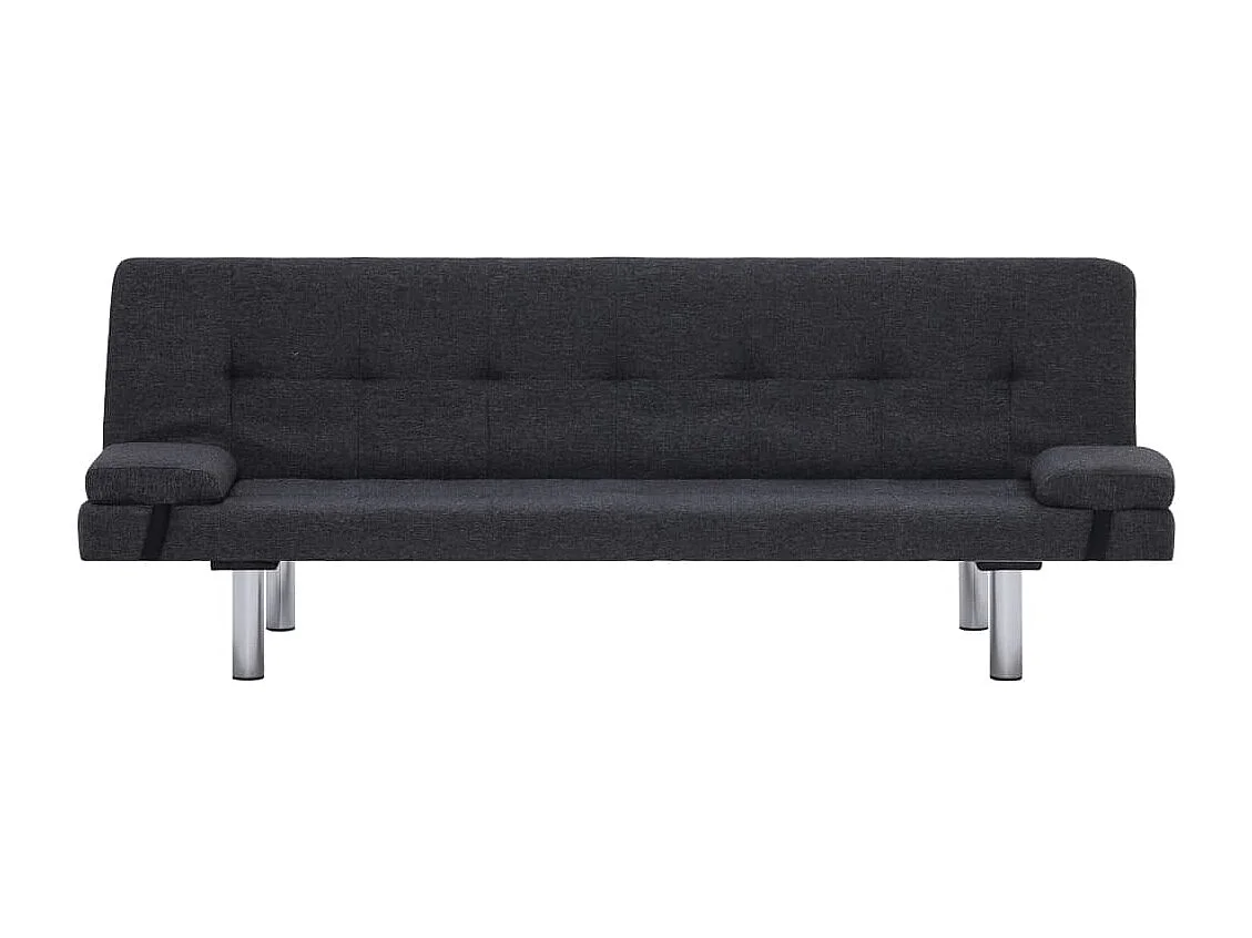 Canapé-lit avec deux oreillers Gris foncé Polyester