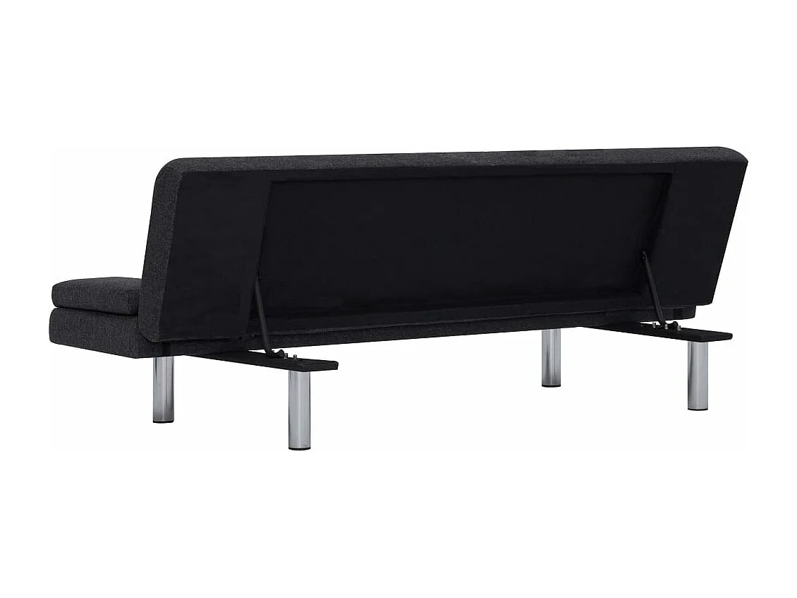 Canapé-lit avec deux oreillers Gris foncé Polyester