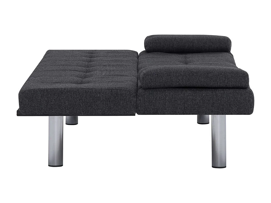 Canapé-lit avec deux oreillers Gris foncé Polyester
