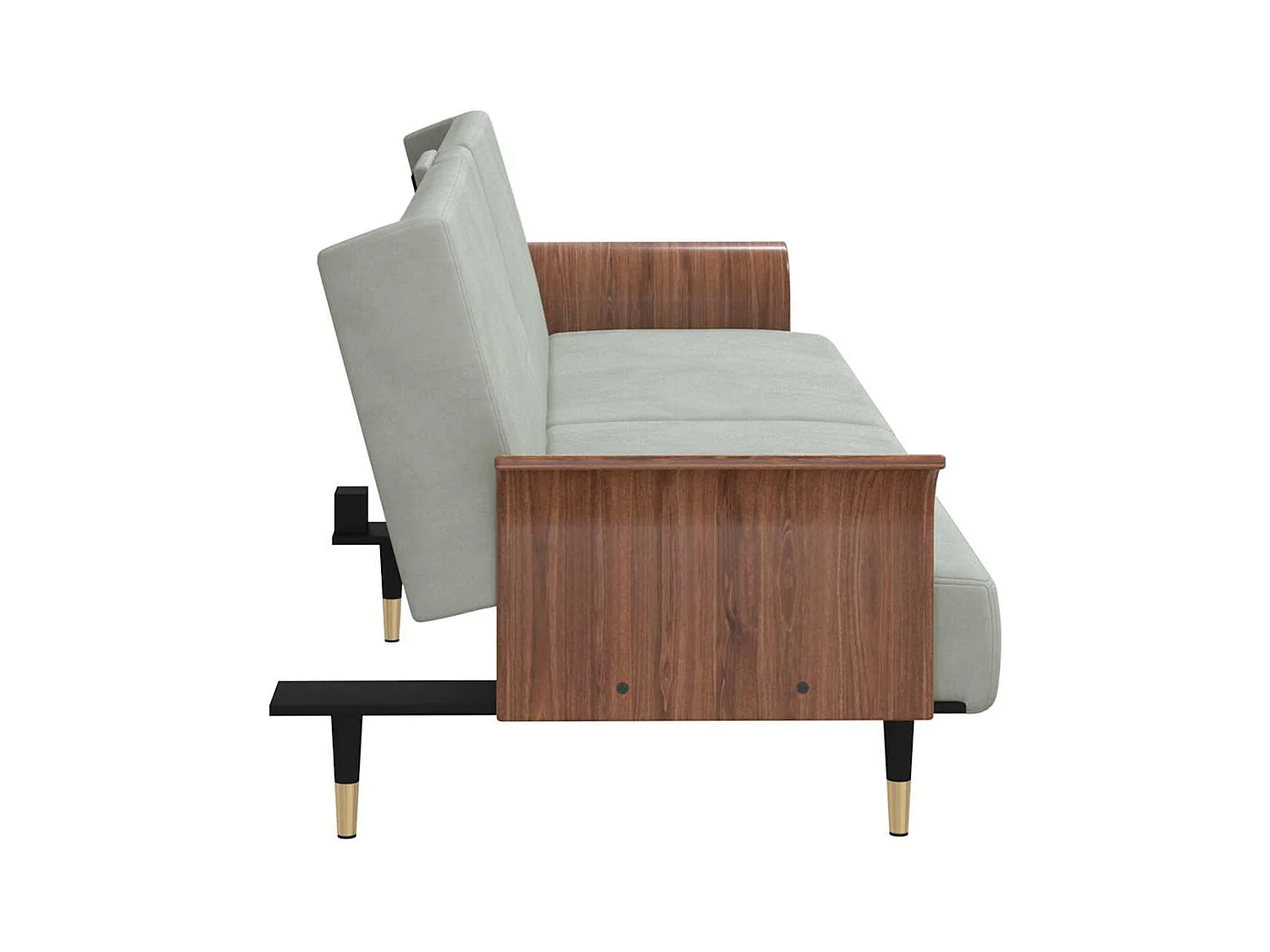 Canapé-lit avec porte-gobelets gris clair velours