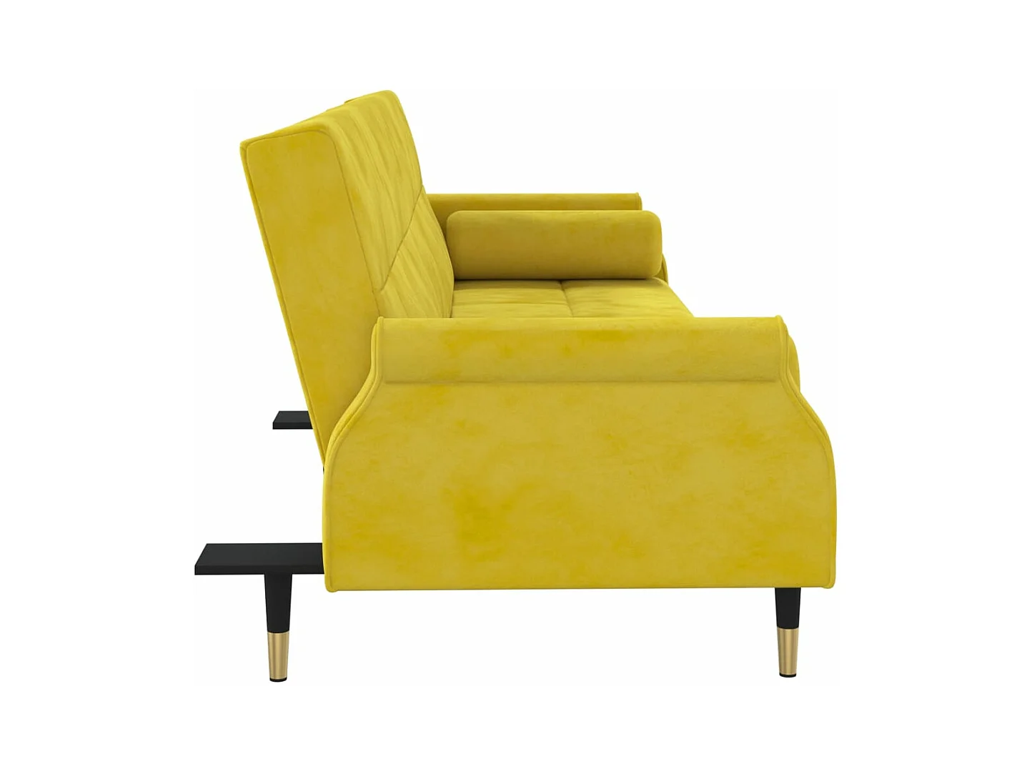 Canapé-lit avec coussins jaune velours