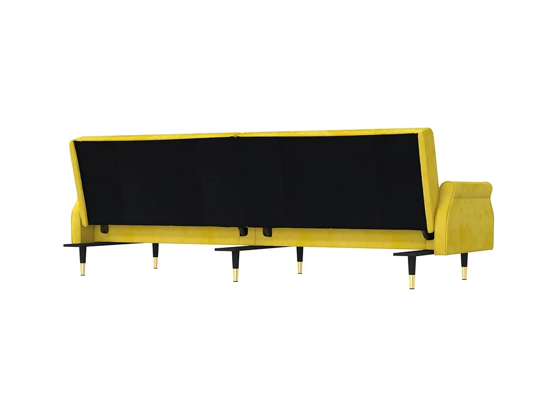 Canapé-lit avec coussins jaune velours